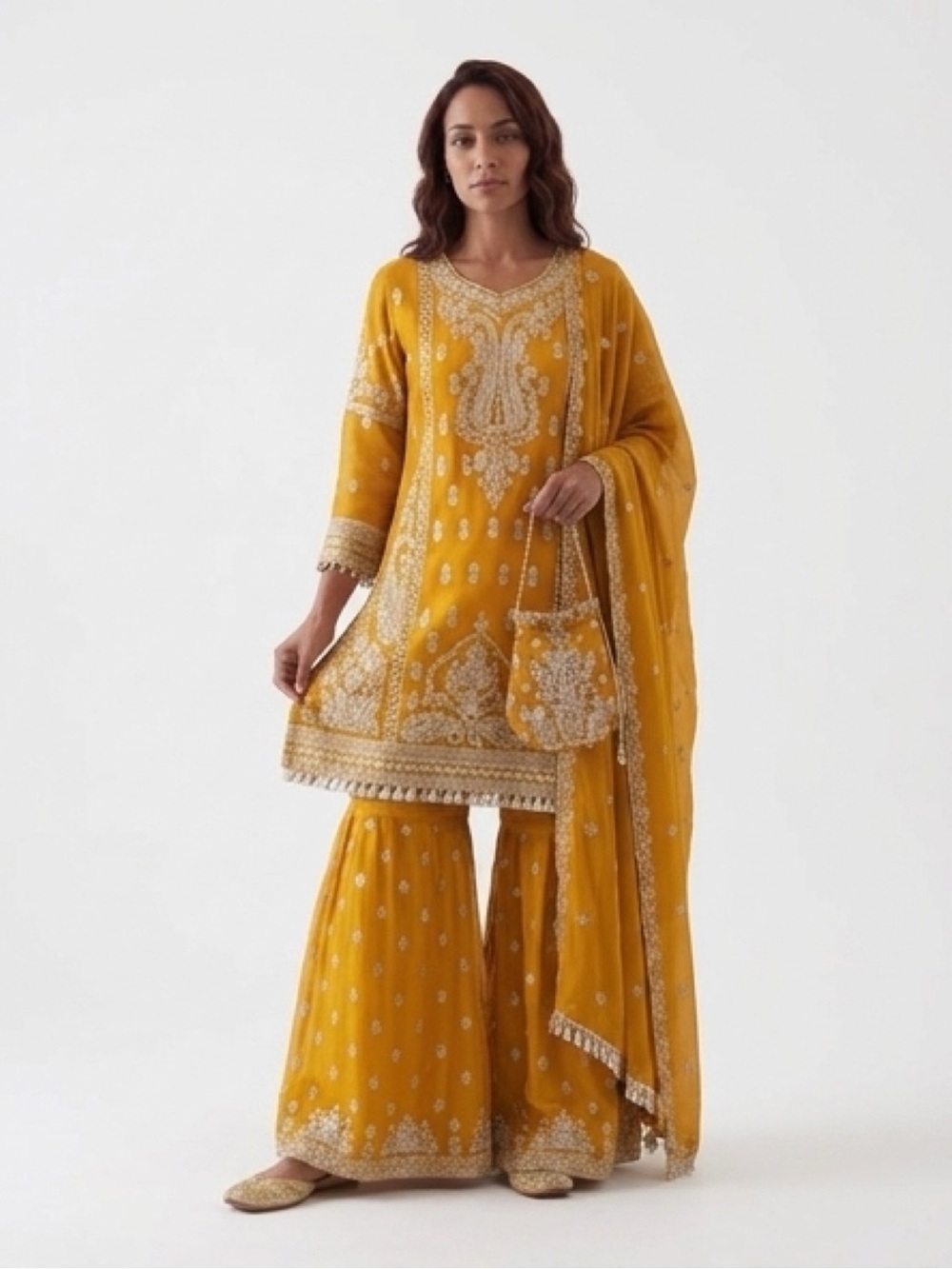 Elegant Gold Embroidered Dress